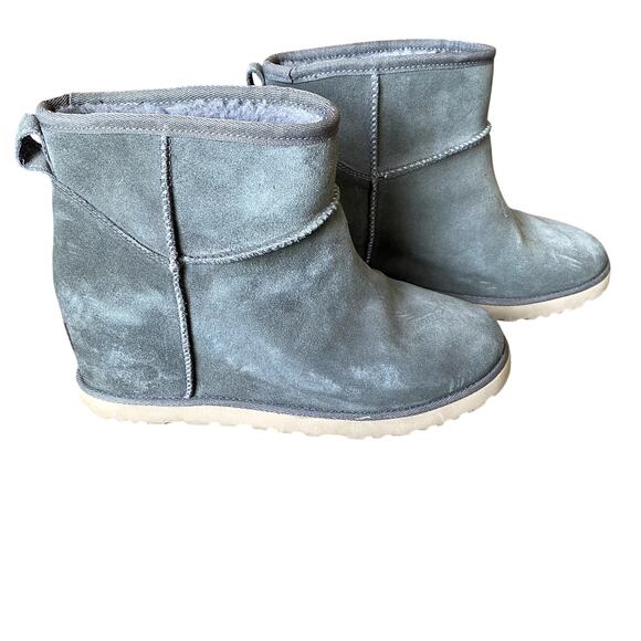 UGG Classic Femme Mini Wedge Slate Gray Cozy Suede Ankle Boot Women's 9.5 - Picture 9 of 13